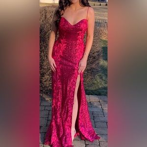 Jovani 06109 Sweetheart Neckline Full Length Gown Size 12 Raspberry